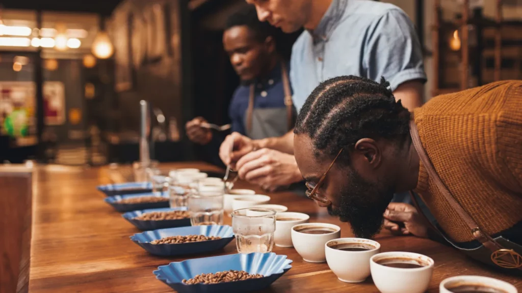 3 personnes dégustent un bon café